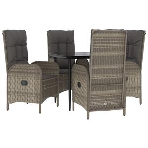 Vidaxl 5-tlg. Garten-lounge-set Mit Kissen Schwarz Grau Poly Rattan