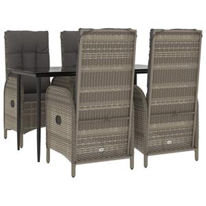 Vidaxl 5-tlg. Garten-lounge-set Mit Kissen Schwarz Grau Poly Rattan