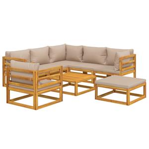 vidaXL 8-delige Loungeset met kussens massief hout taupe