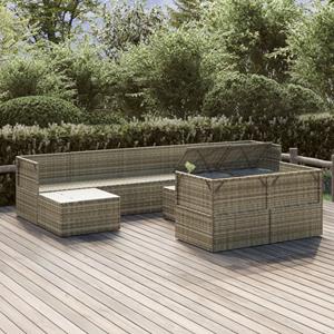 Vidaxl 10-tlg. Garten-lounge-set Mit Kissen Grau Poly Rattan