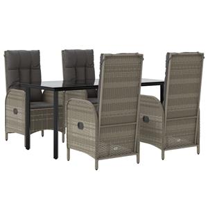 Vidaxl 5-tlg. Garten-lounge-set Mit Kissen Schwarz Grau Poly Rattan