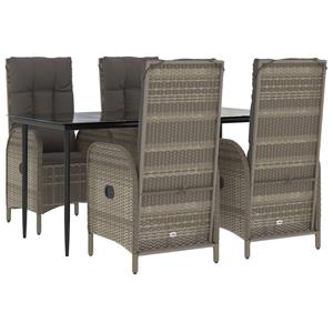 Vidaxl 5-tlg. Garten-lounge-set Mit Kissen Schwarz Grau Poly Rattan