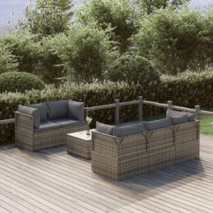 Vidaxl 6-tlg. Garten-lounge-set Mit Kissen Grau Poly Rattan