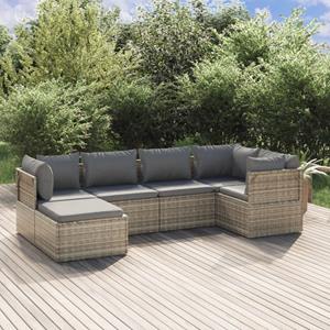 Vidaxl 6-tlg. Garten-lounge-set Mit Kissen Grau Poly Rattan