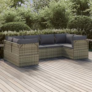 Vidaxl 6-tlg. Garten-lounge-set Mit Kissen Grau Poly Rattan