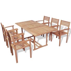 VIDAXL 7-tlg. Garten-essgruppe Teak Massivholz