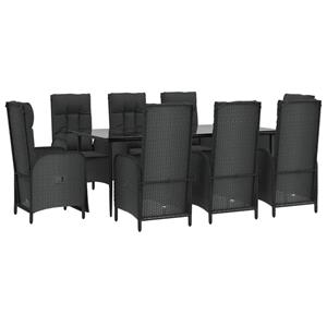 Vidaxl 9-tlg. Garten-lounge-set Mit Kissen Schwarz Poly Rattan