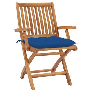 VIDAXL Gartenstühle 2 Stk. Mit Blauen Kissen Massivholz Teak