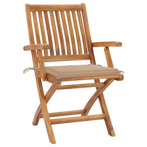 VIDAXL Gartenstühle 2 Stk. Mit Beige Kissen Teak Massivholz