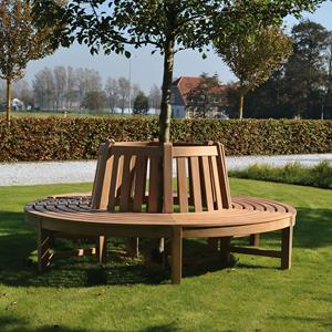 Gartentraum.de Runde Baum-Bank aus Teakholz - modern - Finley Gartenbank / 360°