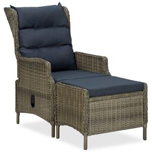 vidaXL 3-delige Loungeset met kussens poly rattan bruin