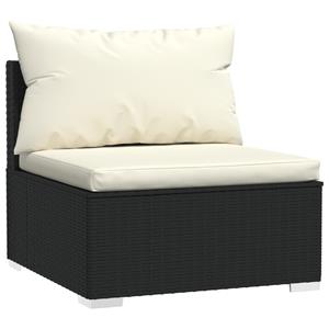 vidaXL 4-delige Loungeset met kussens poly rattan zwart