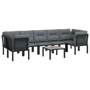 vidaXL 8-delige Loungeset poly rattan zwart en grijs