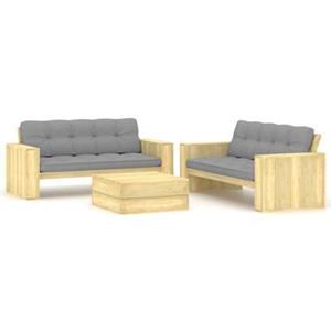 VIDAXL 3-tlg. Garten-lounge-set Mit Kissen Kiefernholz Imprägniert