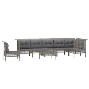 vidaXL 8-delige Loungeset met kussens poly rattan grijs