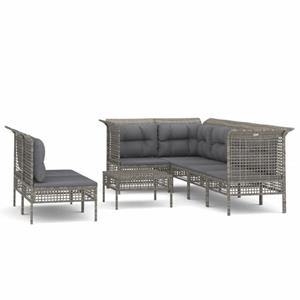 vidaXL 8-delige Loungeset met kussens poly rattan grijs