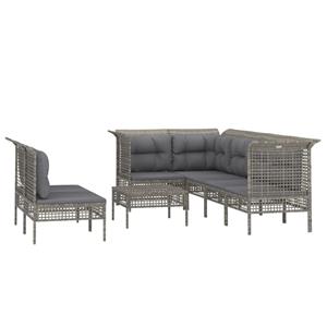 vidaXL 8-delige Loungeset met kussens poly rattan grijs