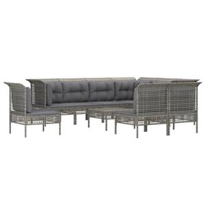 Vidaxl 10-tlg. Garten-lounge-set Mit Kissen Grau Poly Rattan