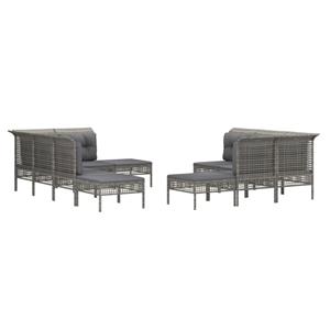 Vidaxl 11-tlg. Garten-lounge-set Mit Kissen Grau Poly Rattan