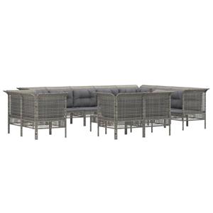 vidaXL 13-delige Loungeset met kussens poly rattan grijs