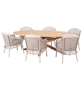 4 Seasons Outdoor Puccini Prado dining tuinset 220x115xH75 cm 7 delig latte 