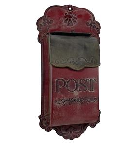 Zeitzone Briefkasten POST Zink Vintage Postkasten Rot patiniert Wandbriefkasten Landhaus
