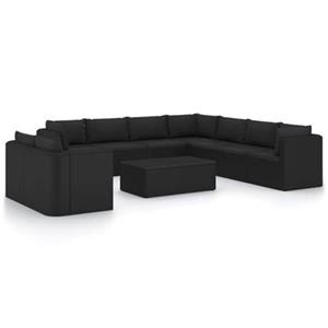 VIDAXL 11-tlg. Garten-lounge-set Mit Kissen Poly Rattan Schwarz