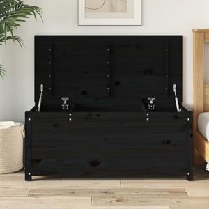 Opbergbox zwart 110x50x45,5 cm massief grenenhout