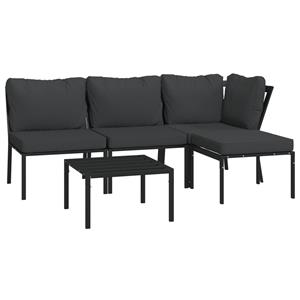 Vidaxl 5-tlg. Garten-lounge-set Mit Grauen Kissen Stahl