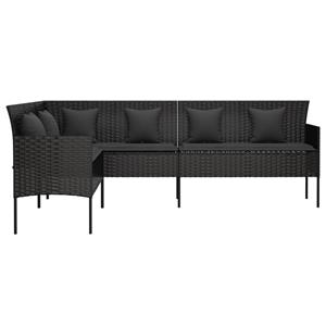 Vidaxl Gartensofa In L-form Mit Kissen Schwarz Poly Rattan