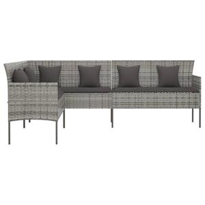 Vidaxl Gartensofa In L-form Mit Kissen Grau Poly Rattan