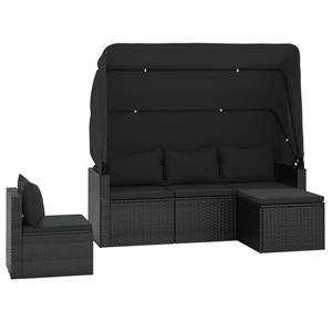 Vidaxl 4-tlg. Garten-sofagarnitur Mit Kissen Schwarz Poly Rattan