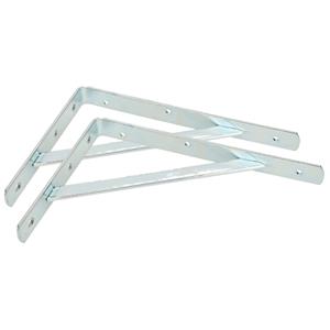 Merkloos 2x stuks plankdragers / planksteunen verzinkt staal met schoor zilver 29,5 x 20,5 cm - Plankdragers
