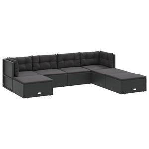 Vidaxl 7-tlg. Garten-lounge-set Mit Kissen Schwarz Poly Rattan