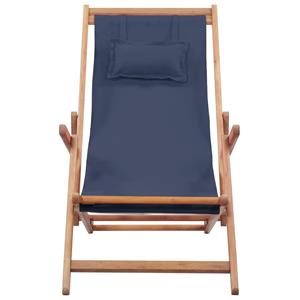 vidaXL Strandstoel inklapbaar stof en houten frame blauw