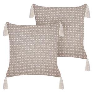 Beliani HAKONE Set van 2 kussens Beige