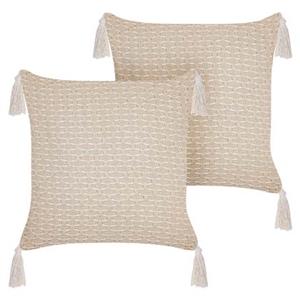 Beliani HAKONE Set van 2 kussens Beige