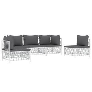 vidaXL 5-delige Loungeset met kussens staal wit