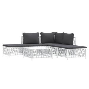 vidaXL 6-delige Loungeset met kussens staal wit