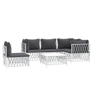 vidaXL 6-delige Loungeset met kussens staal wit