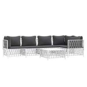 vidaXL 6-delige Loungeset met kussens staal wit