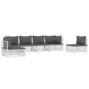 vidaXL 6-delige Loungeset met kussens staal wit