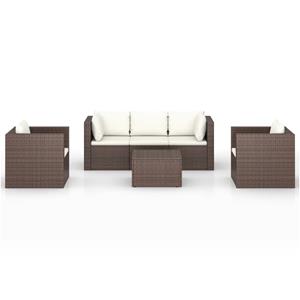 VIDAXL 4-tlg. Garten-lounge-set Mit Kissen Poly Rattan Braun