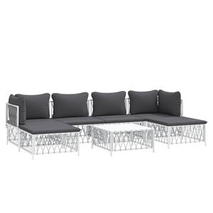 vidaXL 7-delige Loungeset met kussens staal wit