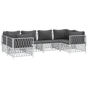 vidaXL 6-delige Loungeset met kussens staal wit