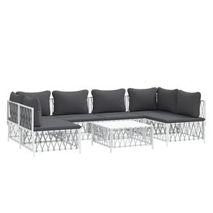 vidaXL 7-delige Loungeset met kussens staal wit