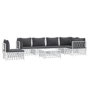 vidaXL 7-delige Loungeset met kussens staal wit