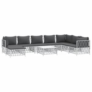 vidaXL 9-delige Loungeset met kussens staal wit