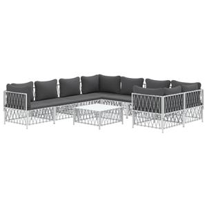 vidaXL 9-delige Loungeset met kussens staal wit