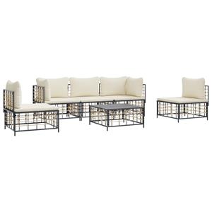 vidaXL 6-delige Loungeset met kussens poly rattan antracietkleurig